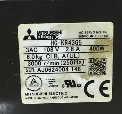 MITSUBISHI HG-KR43G5 Servo Motor 400W 3000RPM 108V 2.6A 1D