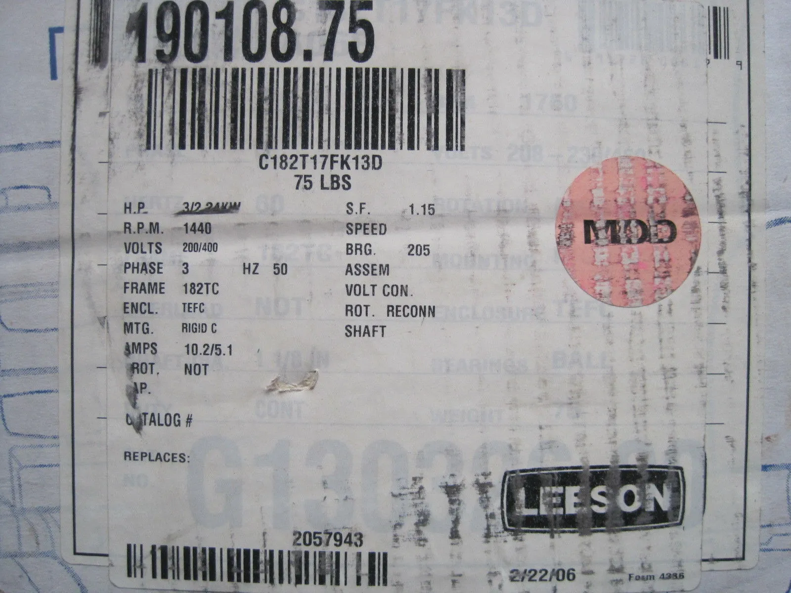 NEW LEESON 190108.75 MOTOR 19010875
