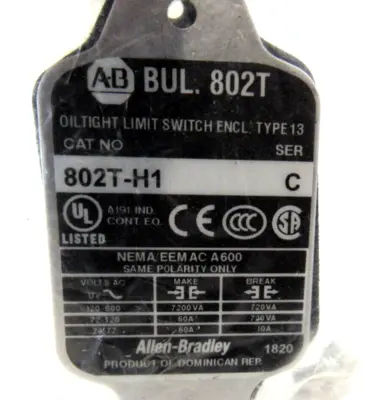 ALLEN BRADLEY 802T-H1 LIMIT SWITCH 802TH1 NEW SURPLUS