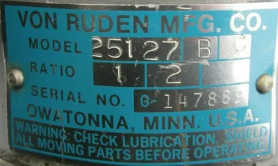 NEW VON RUDEN 25127BC GEARBOX RATIO 1:2 SHAFT 5/8-3/4"x1.5"