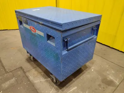 61" X 31" x 39" BLUE STEEL PORTABLE JOB BOX: STOCK 20055