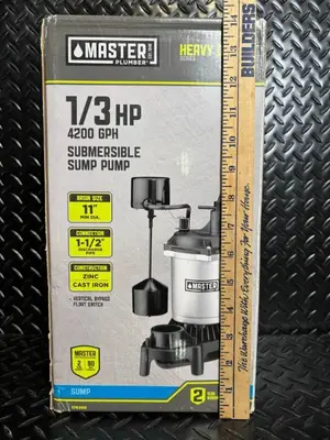 Master Plumber 1/3 HP Submersible Sump Pump - Heavy Duty Series - 4200 GPH