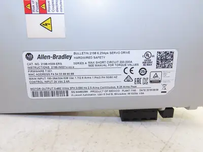 Allen Bradley 2198-H008-ERS Kinetix 5500 Servo Drive 460 VRMS 3Ph FW 7.001
