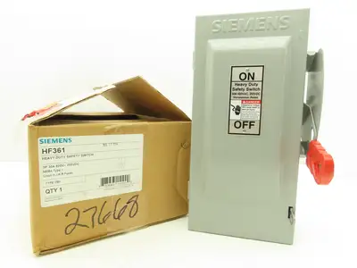 Siemens HF361 Heavy Duty Safety Fusible Disconnect Switch 3P 30A 600VAC 250VDC