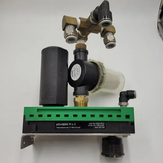 Used PIAB PIAB VACUUM PUMP WITH SILENCER PCL.P2BN.S.08E.SV AND VACUUM FILTER 1/2" NPT PPSF.5-X35 AND GAUGE Vacuum Pumps | ND Industrial Surplus #1225841