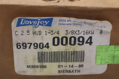 NEW IN BOX LOVEJOY 697904 -00094 C 2.5 HUB 1-3/4 3/8X3/16KW STOCK B-866