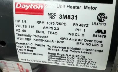 NEW DAYTON 3M831 UNIT HEATER MOTOR 1/6HP 115V 60HZ
