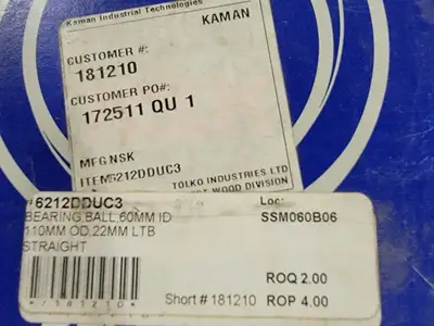 Deep Groove Ball Bearing 6212DDUC3