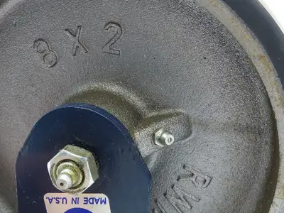 RWM Kingpinless 2-75 Rigid Plate 8"x2" Dual Caster Wheel Urethane on Iron 3000Lb