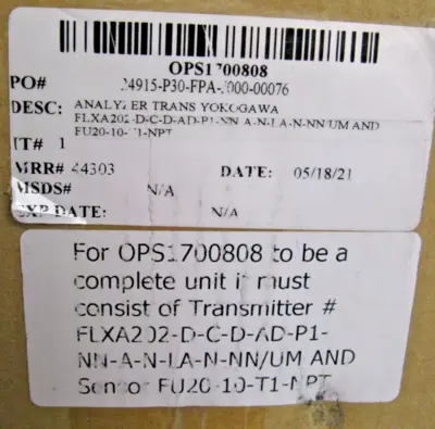 New | in-Stock Yokogawa FLXA202-D-C-D-AD-P1-NN-A-N-LA-N-NN/UM Misc Electrical & Power Parts New Hampshire US | Bitter End Trading #1471162