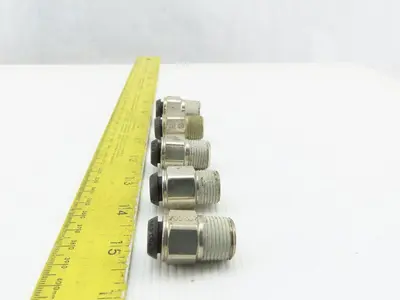 Parker 3/8" NPT x 10mm Tube Push To Connect Stainless Steel Male Fitting Lot/ 5