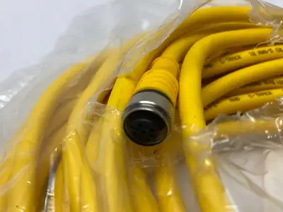 USED TURCK, COGNEX SINGLE ENDED CONNECTION CORDSET BREAKOUT CABLE IVSL-5PM12-15