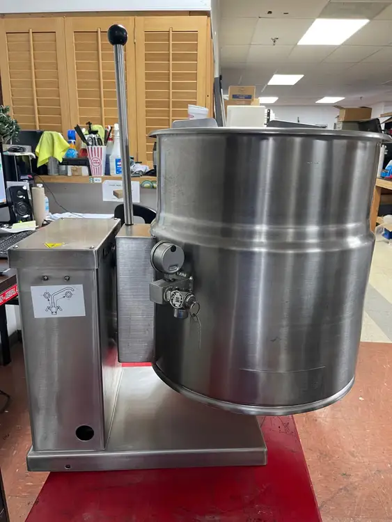 Used Cleveland Used Cleveland KET-12-T 12 Gallon Tilting 2/3 Steam Jacketed Electric Tabletop Kettle - 240V 3Ph Cooking Kettles Illinois US | Falcon Restaurant Supply #1375893