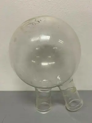 USED SHORT PATH 7" DEEP DISTILLATION GLASSWARE W/ TWO 1.5" OPENINGS