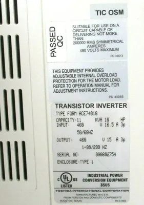 NEW TOSHIBA ACE-TRONICS ACET7 ACE74010 ACE T7 ADJUSTABLE SPEED DRIVE INVERTER