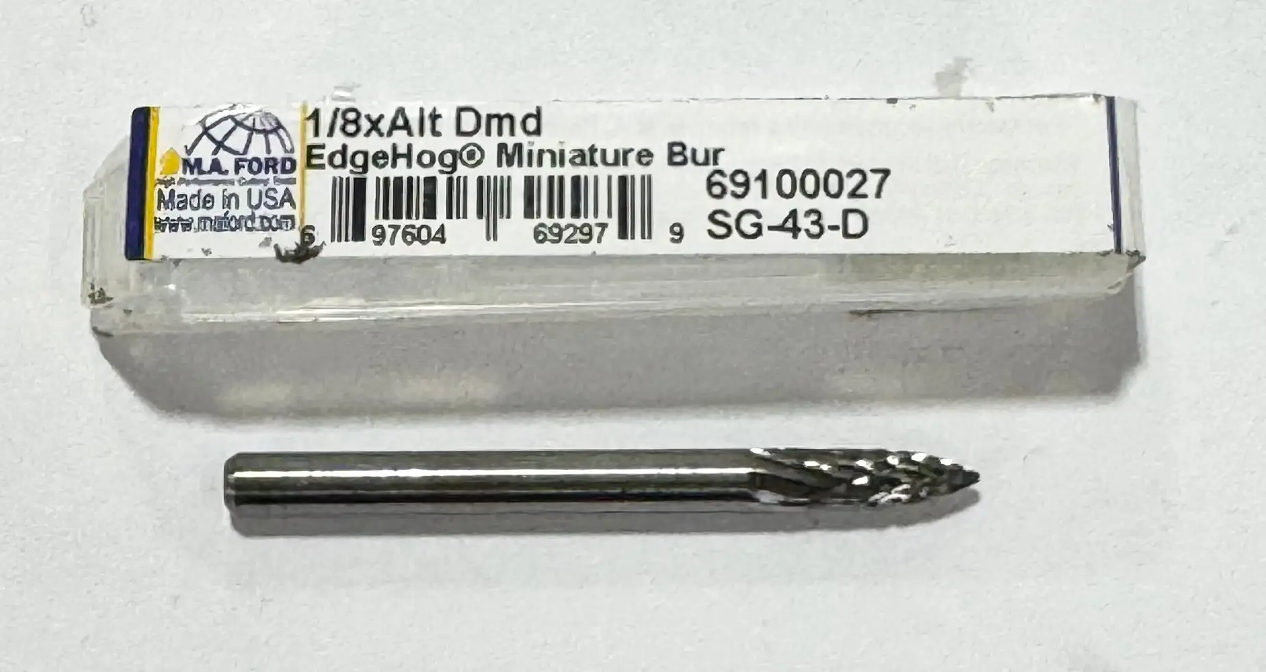 M.A. Ford EdgeHog 1/8" x 3/8" x 1-1/2" Carbide Burr SG-43-D Double Cut