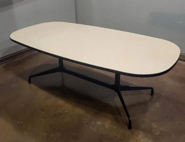 Office Table - 84 x 42 in Beige Laminate with Black Base