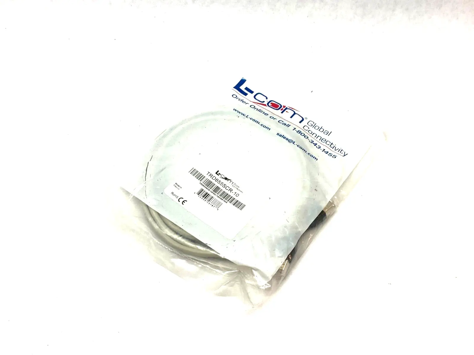 NEW L-COM CAT5E SHIELDED ETHERNET CABLE ASSEMBLY DOUBLE ENDED