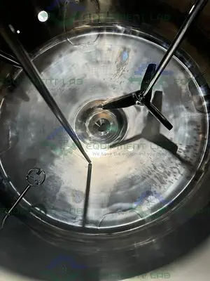 USED PRECISION 250 LITER STAINLESS STEEL JACKETED REACTOR 45 PSI W/ LIGHTNIN MIXER.
