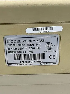 USED DELTA VFD075A23B