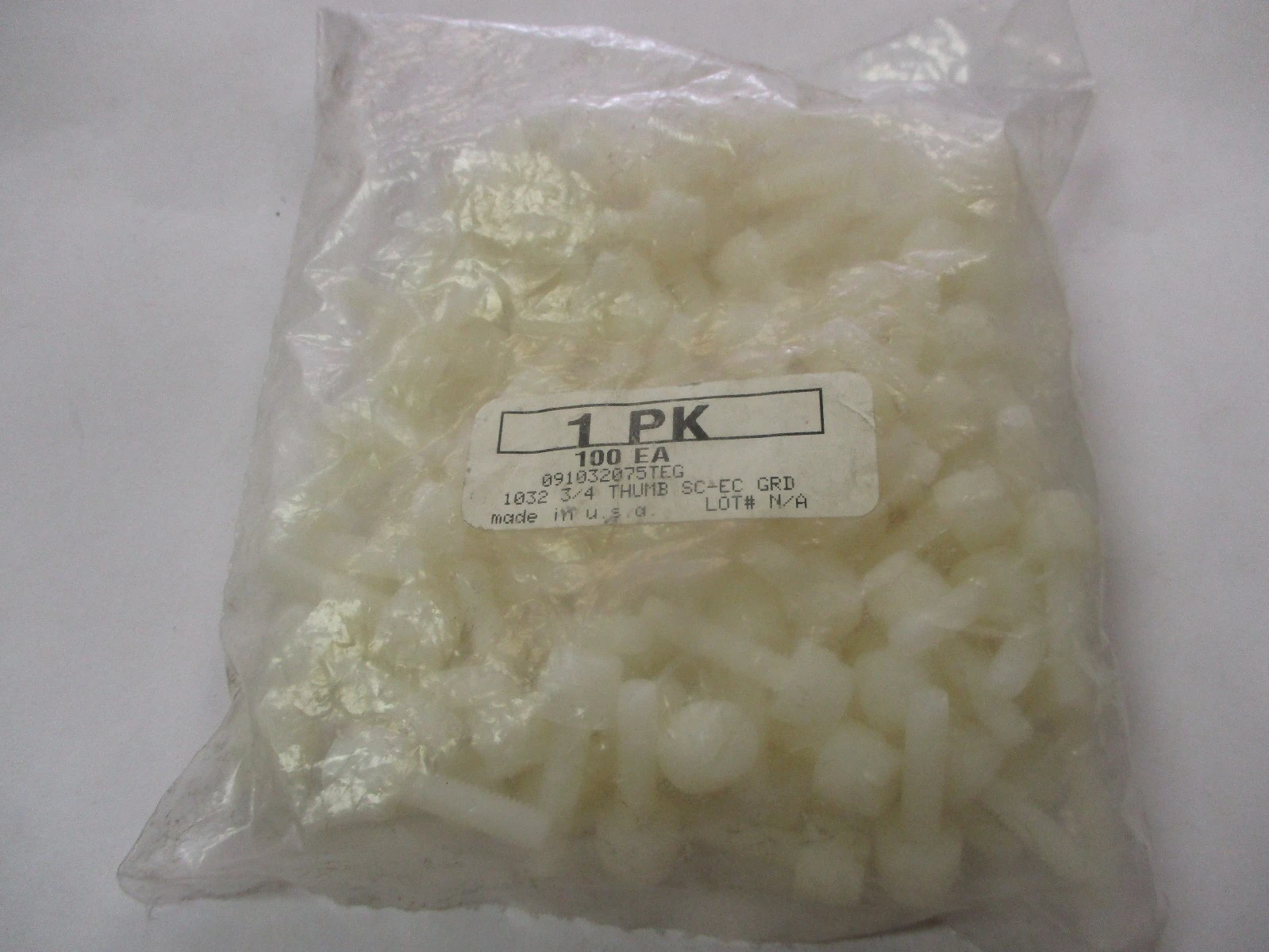 New 091032075TEG White 1032X 3/4" Economy Grade Thumb Slotted Drive (QTY 100)