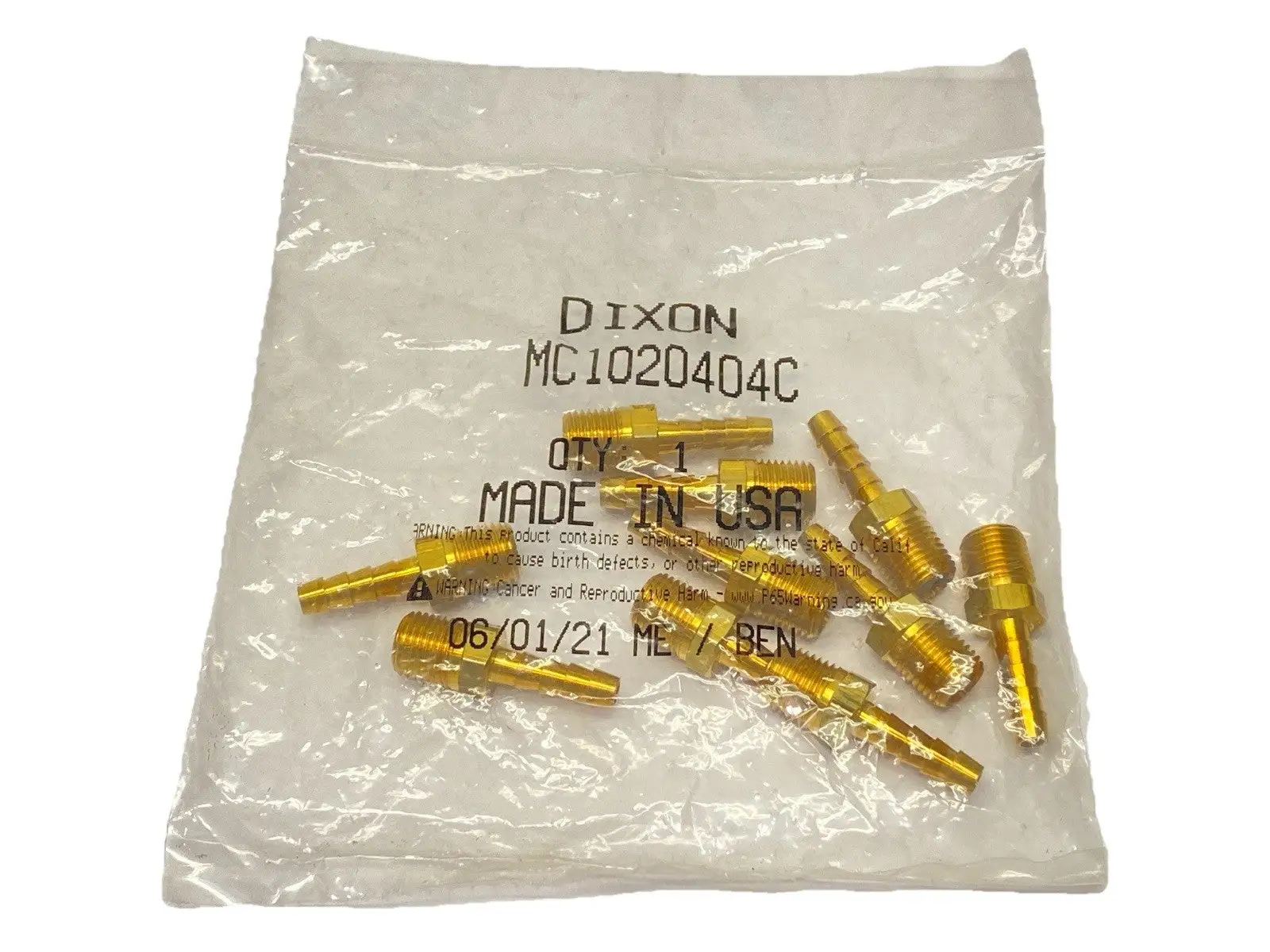 1020404C | Dixon  Hose Barb Adapter 3/8" NPT x 3/8" Hose Barb LOT OF 10 - New
