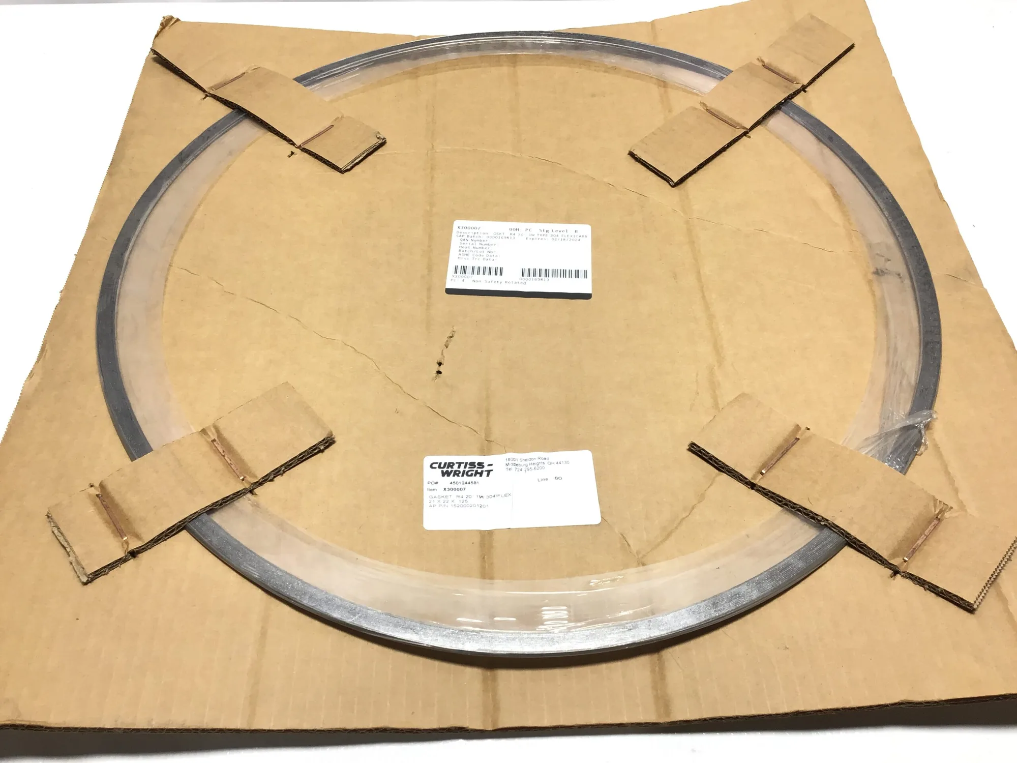 Curtiss-Wright X300007 Gasket R4 20″ ID Type 304 FlexiCarb Seal