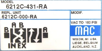 NEW MAC VALVES 6212C-431-RA SOLENOID VALVE 6212C431RA