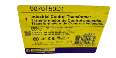 NEW SQUARE D 9070T50D1 INDUSTRIAL TRANSFORMER 0.05KVA 240/480V