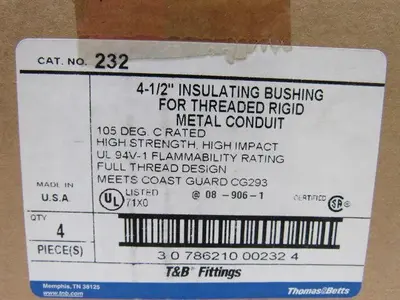 Thomas Betts Red Dot 232, 4-1/2 105D Plastic Conduit Bushing Box of 4