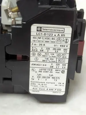 Used TELEMECANIQUE LC1-D123 Miscellaneous Equipment (Electrical & Power) | Surplus Asset Holdings #1200252