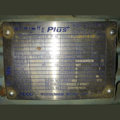 Teco-Westinghouse High Efficiency 3 HP Motor
