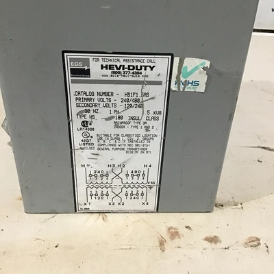 SOLA HS1F1 5AS Transformer Primary Volts 240/480 Secondary Volts 120/240