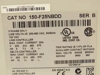 Allen Bradley 150-F25NBDD SMC Flex Soft Start Control Module 30 Hp 480VAC 3Ph