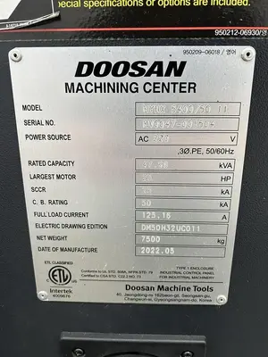 Used 2022 DN SOLUTIONS MYNX 5400/50 II Vertical Machining Centers Georgia US | ABL Technology LLC #1388358