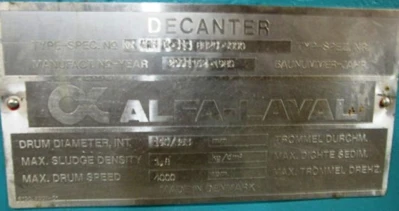 Alfa-Laval NX 418B-31G sanitary decanter centrifuge, 316SS.