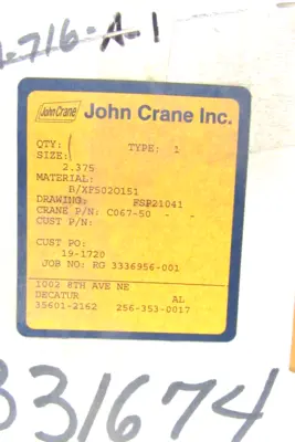 NEW JOHN CRANE SHAFT SEAL TYPE 1 SIZE 2.375 C067-50 FSP21041
