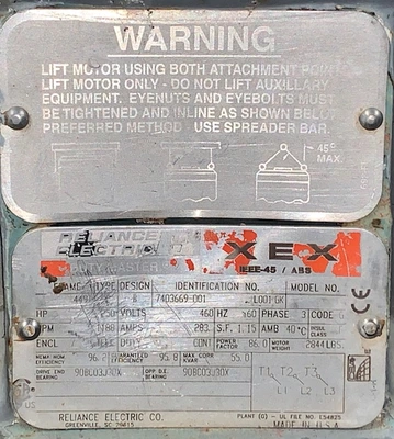 250 hp 1188 rpm 460 volts Reliance Electric AC Motor