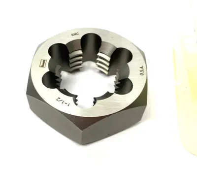 USED IRWIN® HANSON® FLAT HEX RETHREADING DIE, 1-1/2-6 UNC THREAD