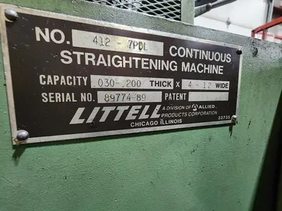Used LITTELL 412-7PDL Sheet & Strip Straighteners Michigan US | Midwest Press and Automation #1318365