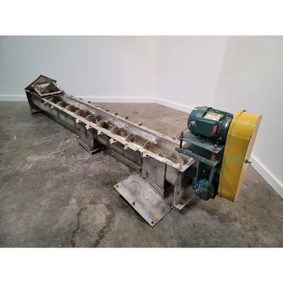 Used 9" dia. X 8' long Industrial Stainless Steel Screw Feeder Auger Conveyor