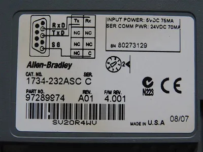 Allen Bradley 1734-232ASC Interface Module with Base Ser.C Rev.A01 F/W4.001 Used