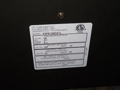 Used TPI CORPORATION F3F5130CA1L Heaters | HGR 24 #730680