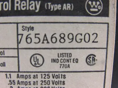 Westinghouse ARD660T Style 765A689G02 600VDC Control Relay 6 Pole 120V Coil