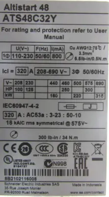 NEW SCHNEIDER ELECTRIC ATS48C32Y ALTISTART 48 SOFT STARTER