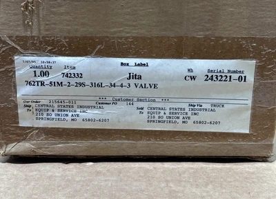 New | in-Stock Alfa Laval 762TR-51M-29S-21/2-316L-34-4-3 Valves/Fittings Indiana US | J&J Industrial Supply #1547830