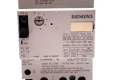 USED SIEMENS 3VU1600-1ML00 MOTOR STARTER 3VU16001ML00