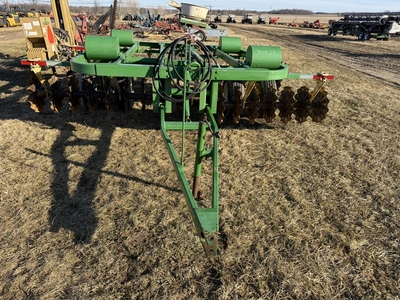 (1) Shop Built, approx. 12.5’ width vertical tillage disc with (4) frame mounted weights on a John D...