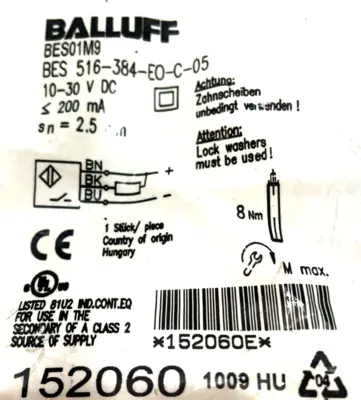 NEW BALLUFF BES BES01M9 PROXIMITY SWITCH 516-384-EO-C-05