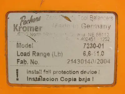 Packers Kromer 7230-01 Zero Gravity Tool Balancer 6.6 - 11 Lbs.